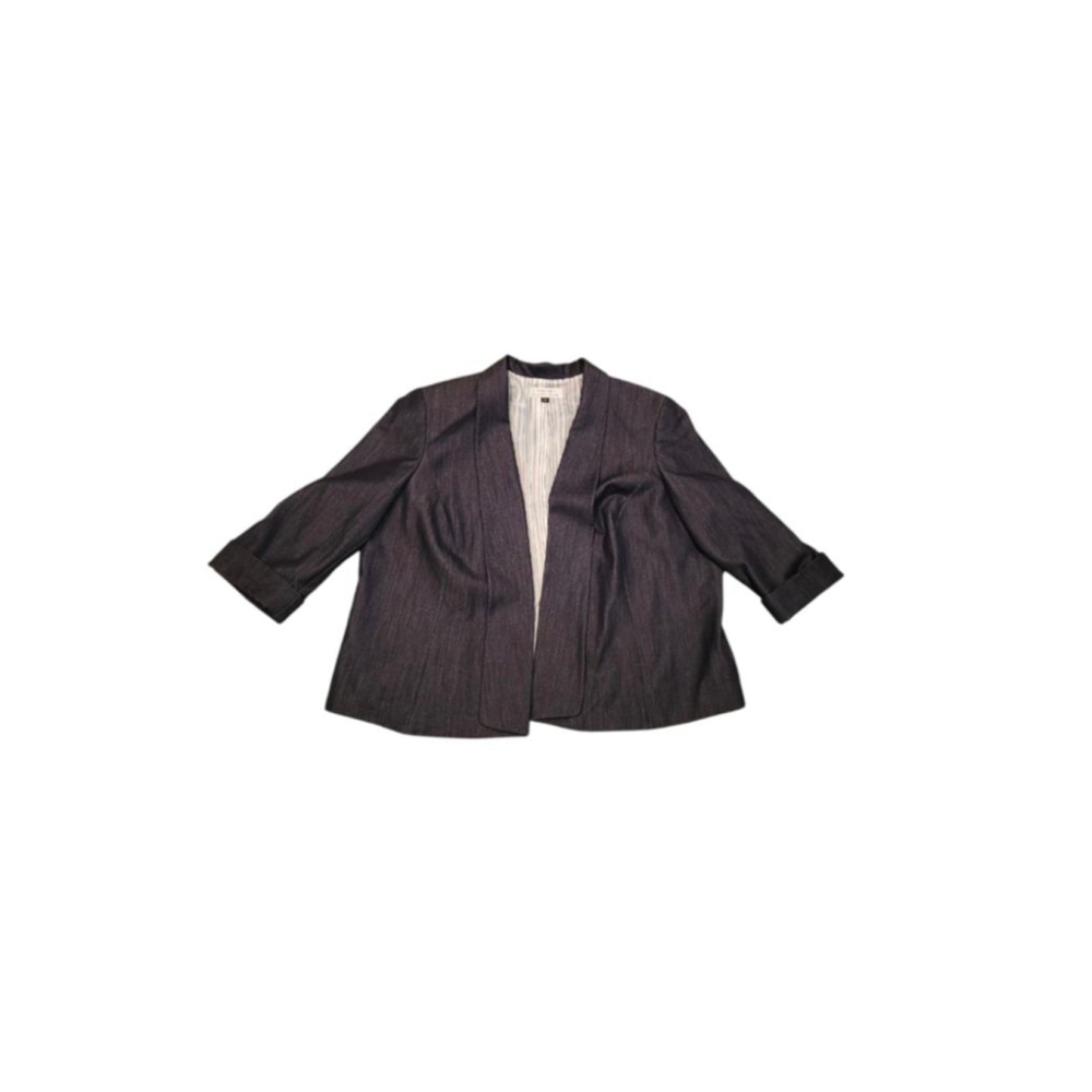 TAHARI Sz 24W 3/4 Cuffed Sleeve Denim Jacket - Picture 2 of 5